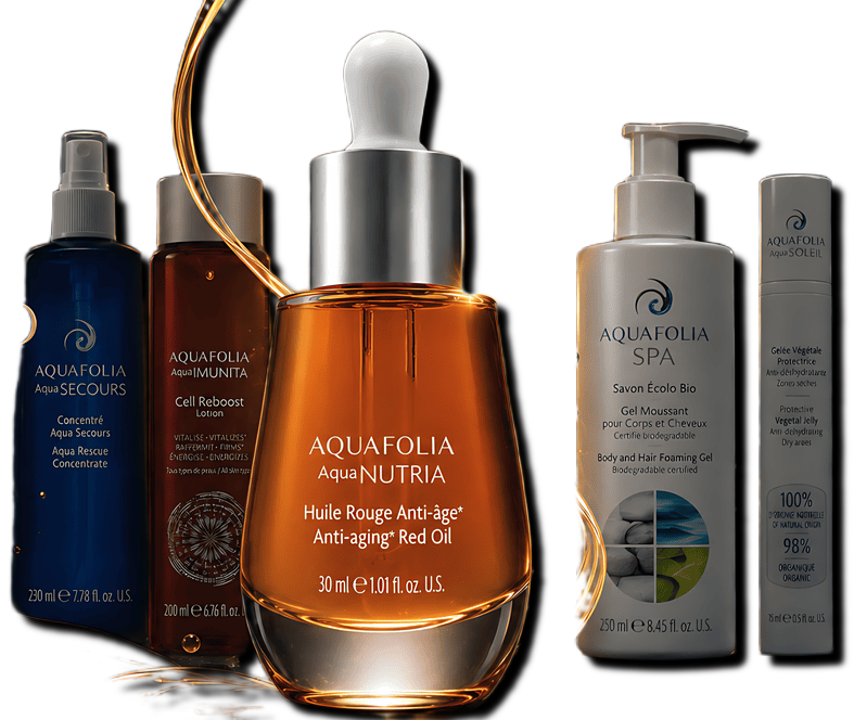 The Aquafolia range — Aqua Secours, AquaIMUNITA, AquaNUTRIA, Aquafolia SPA and AquaSOLEIL